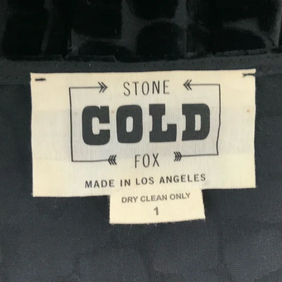 STONE COLD FOX Virgo Burnout Silk Velvet Dress Textured Plunge Black Size XS/S - Picture 11 of 15